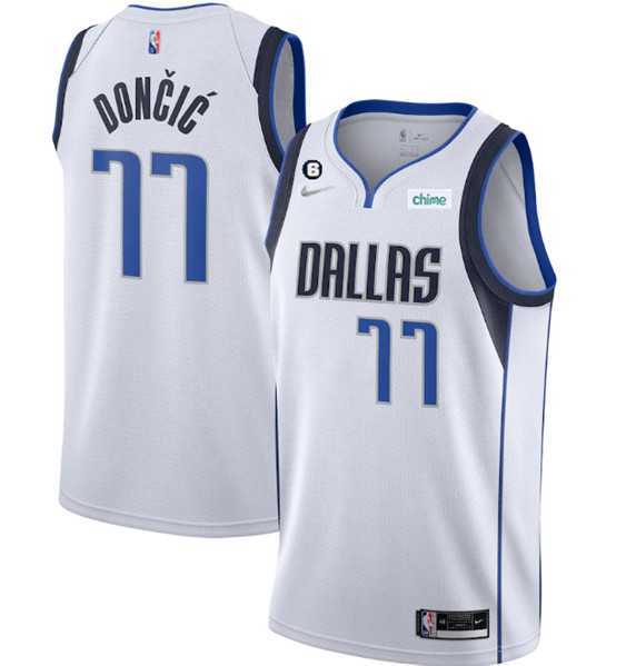 Men%27s Dallas Mavericks #77 Luka Doncic White No.6 Patch Stitched Jersey Dzhi->cleveland cavaliers->NBA Jersey